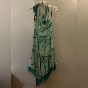 bebe Asymmetrical Green Floral Dress